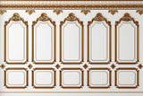 White and gold baroque panel wallpaper design file showing intricate architectural details