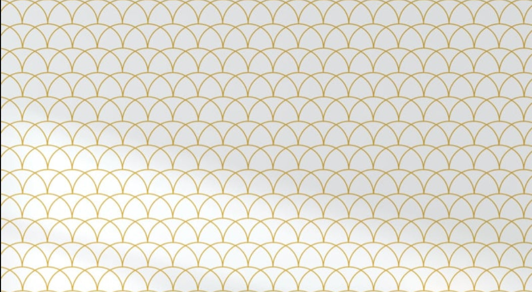 Design file showing detailed white and gold scale pattern art deco wallpaper