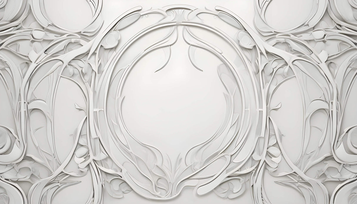 Art Nouveau white relief pattern design file showing detailed medallion and organic motifs