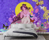 Art Nouveau wall mural showcased in a dining room with elegant furnishings