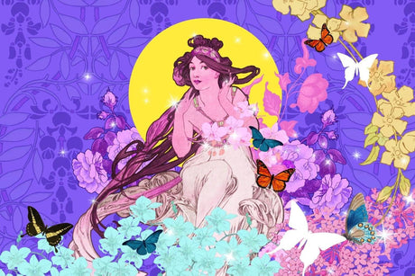 Art Nouveau butterfly and moon design file showing intricate pattern details and color palette