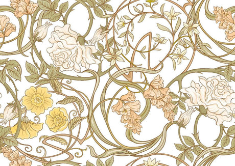 Art Nouveau floral pattern design file showing intricate beige and gold details