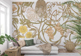Vintage floral wallpaper creating a luxurious backdrop in a master bedroom