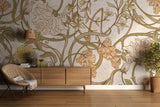 Floral wall design transforming a modern home office space