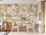 Vintage botanical pattern adding style to a powder room