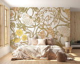 Floral art nouveau mural in a boutique dressing room