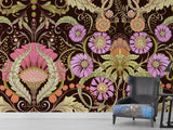 Botanical Art Nouveau mural in a home office with natural lighting