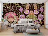 Floral wallpaper pattern shown in a hallway with period furniture