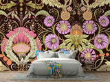 Purple floral Art Nouveau design in a modern bathroom setting