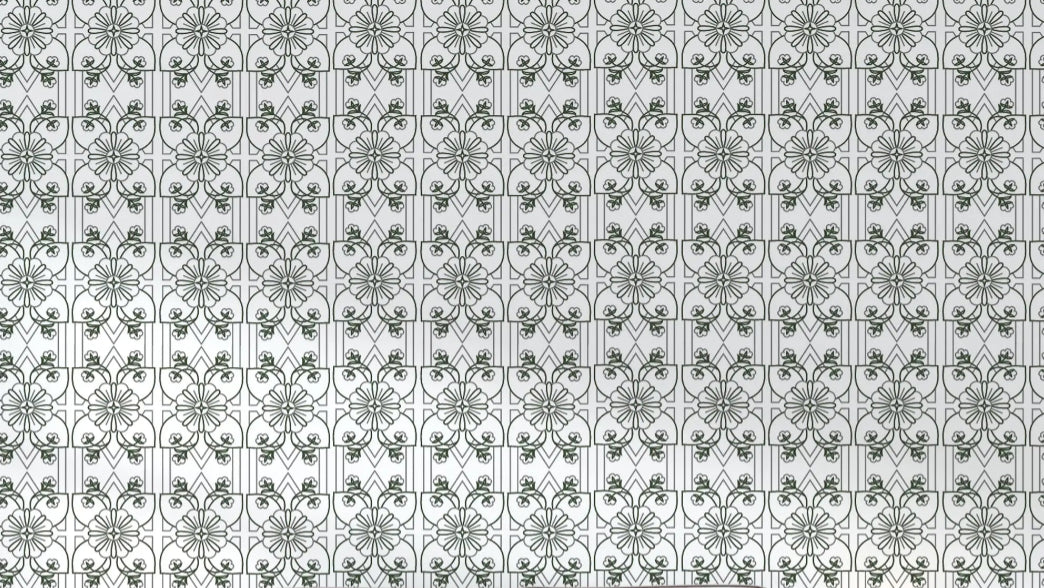 Art Nouveau geometric floral pattern design file showing intricate green details on white background