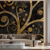 Art Nouveau mural adding elegance to home office space