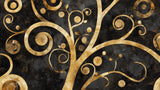 Art Nouveau Tree of Life design file showing intricate gold pattern on black background