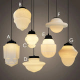Vintage Pendant Light  Geometric Milk Glass Shade - Product detail 16