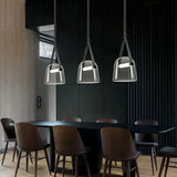 Modern Glass Pendant Light  Sleek Black with Accent Strip - Product example