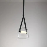 Modern Glass Pendant Light  Sleek Black with Accent Strip - Product detail 11