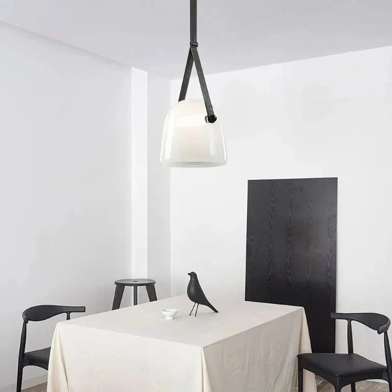 Modern Glass Pendant Light  Sleek Black with Accent Strip - Product detail 5