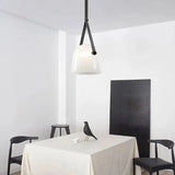 Modern Glass Pendant Light  Sleek Black with Accent Strip - Product detail 5