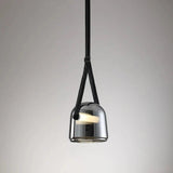 Modern Glass Pendant Light  Sleek Black with Accent Strip - Product detail 9