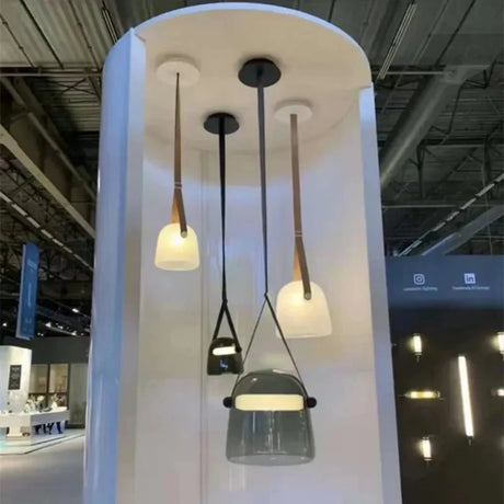 Modern Glass Pendant Light  Sleek Black with Accent Strip - Product detail 6