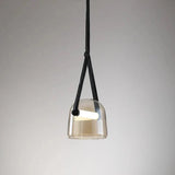 Modern Glass Pendant Light  Sleek Black with Accent Strip - Product detail 12