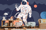 Space Mural Wallpaper | Astronaut Adventure with Coral Planets