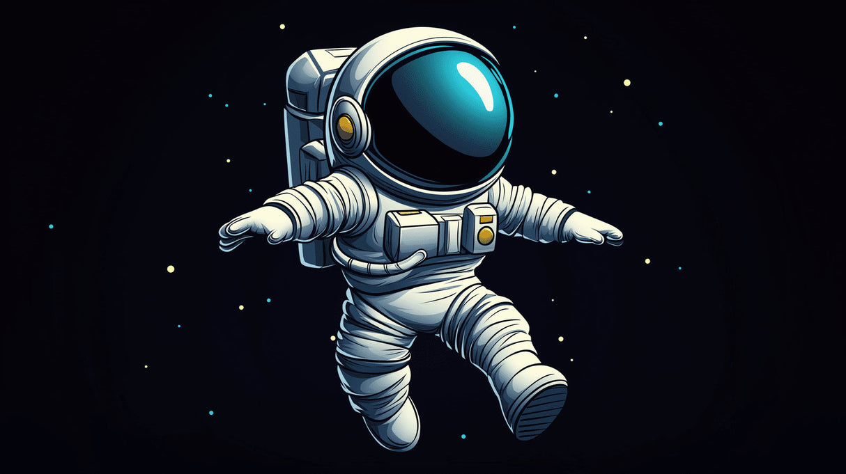 Cartoon astronaut wallpaper design file showing detailed space explorer illustration pattern