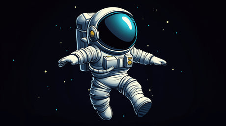 Cartoon astronaut wallpaper design file showing detailed space explorer illustration pattern