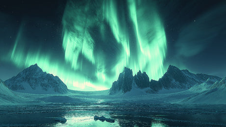 Northern Lights wallpaper design file showing detailed aurora pattern over mountain peaks