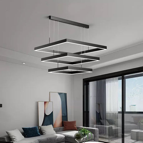 Modern LED Chandelier  Dual Square Frame Design - Detailed view