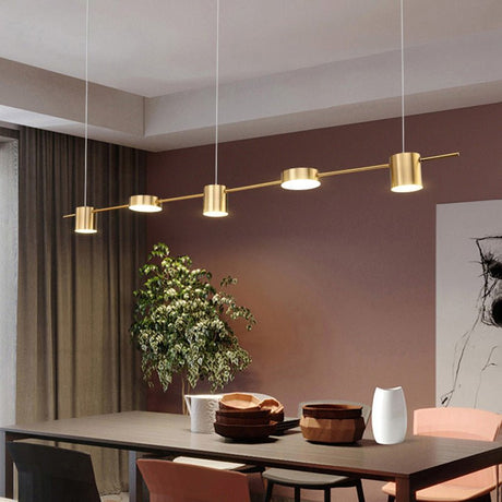 Modern LED Linear Pendant  Brass Finish Adjustable Lighting - Detailed view