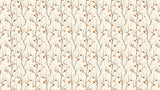 Autumn branches wallpaper design file showing delicate black twigs with terracotta leaves on ivory background