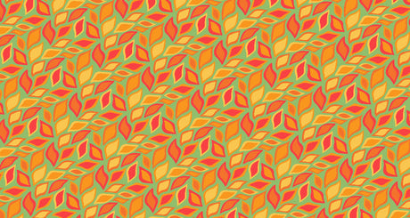 Design file showing detailed autumn leaf pattern with golden yellow and orange tones on mint-green background