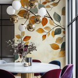 Beige and gold leaf pattern enhancing an entryway