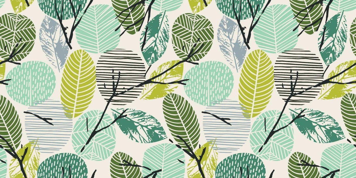 Tropical Foliage Mural Wallpaper | Modern Geometric Leaf Pattern