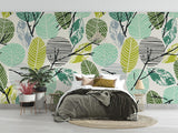 Tropical Foliage Mural Wallpaper | Modern Geometric Leaf Pattern