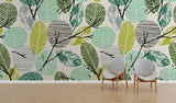 Tropical Foliage Mural Wallpaper | Modern Geometric Leaf Pattern