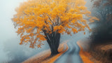 Golden tree wallpaper design file showing detailed misty forest path pattern