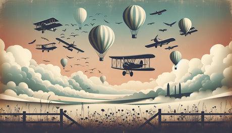 Vintage Aviation Wallpaper creating a dreamy atmosphere in a bright nursery with hot air balloons and biplanes