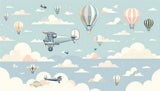 Vintage aviation design file showing detailed hot air balloons and biplanes pattern