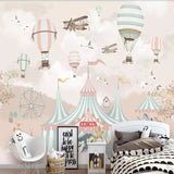 Circus Mural Wallpaper | Vintage Fairground with Hot Air Balloons