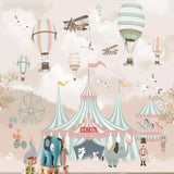 Circus Mural Wallpaper | Vintage Fairground with Hot Air Balloons
