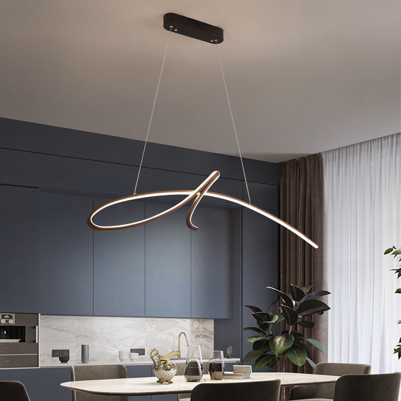 Modern LED Chandelier  Curved Aluminum Design - Detailed view