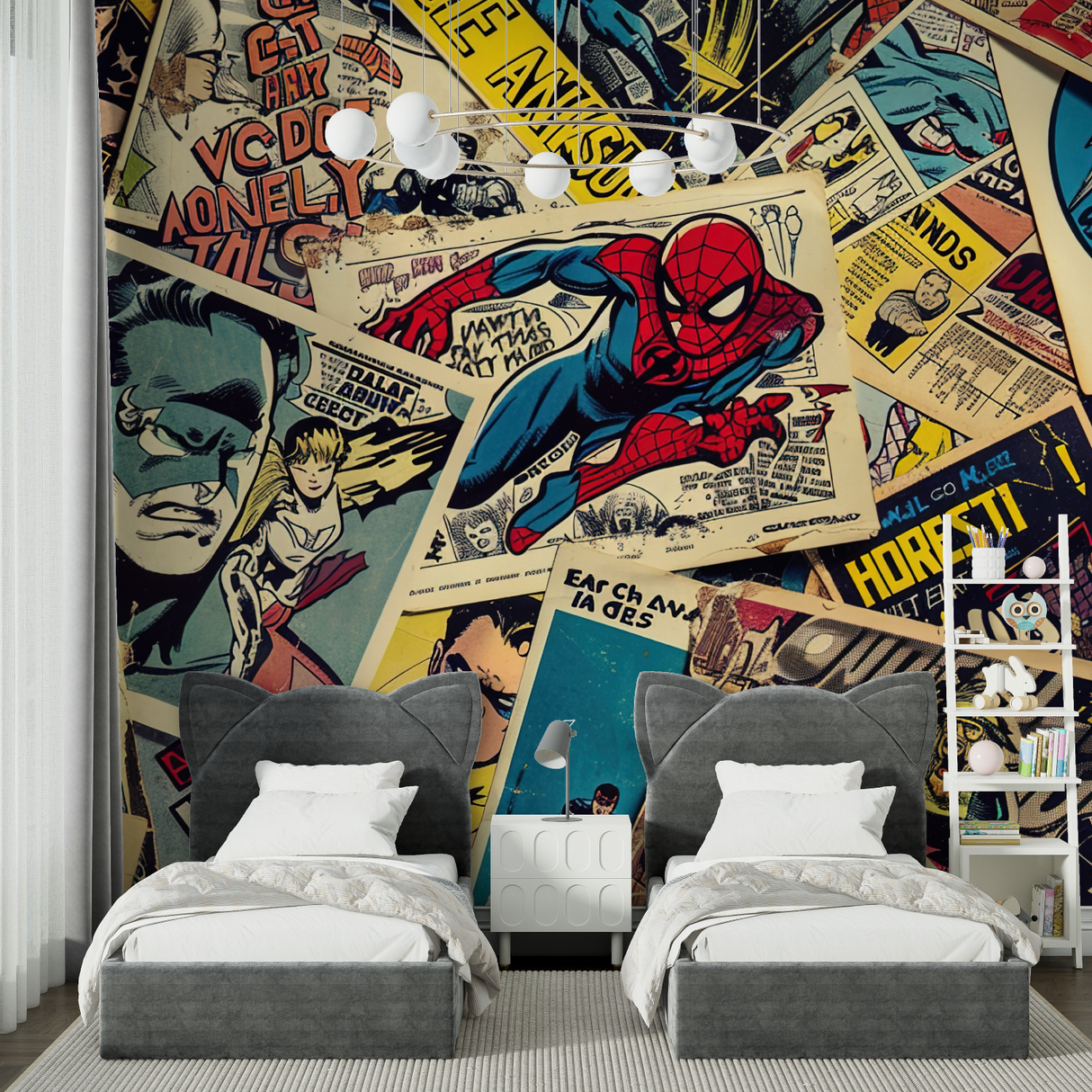 Comic Book Mural Wallpaper | Retro Superhero Collection