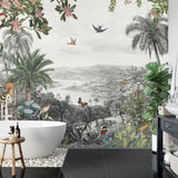 Tropical Paradise Mural Wallpaper | Vintage Birds and Butterflies Design