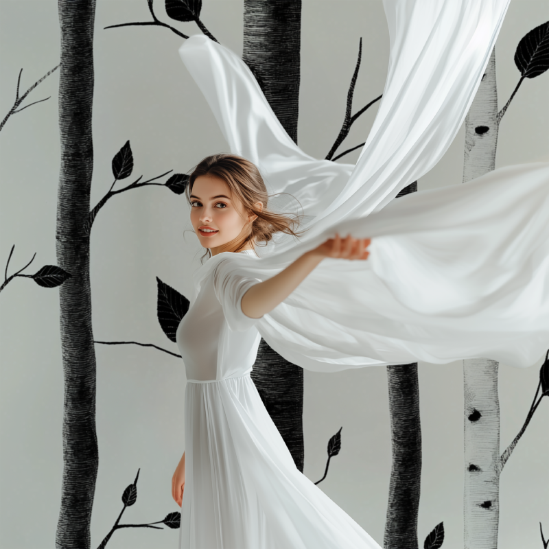 Forest Mural Wallpaper | Black and White Birch Trees