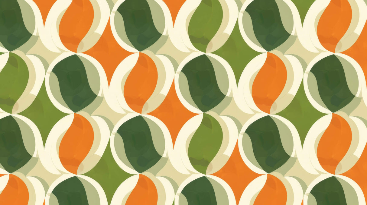 Geometric Mural Wallpaper | Retro Orange and Green Pattern