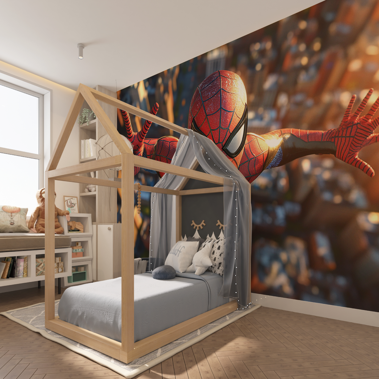 Superhero Mural Wallpaper | Spider-Man Action Scene in 3D