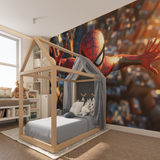 Superhero Mural Wallpaper | Spider-Man Action Scene in 3D