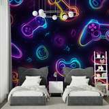 Gaming Mural Wallpaper | Neon Controllers Design