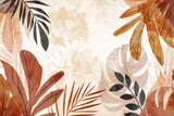 Tropical Mural Wallpaper | Abstract Terracotta and Black Leaves